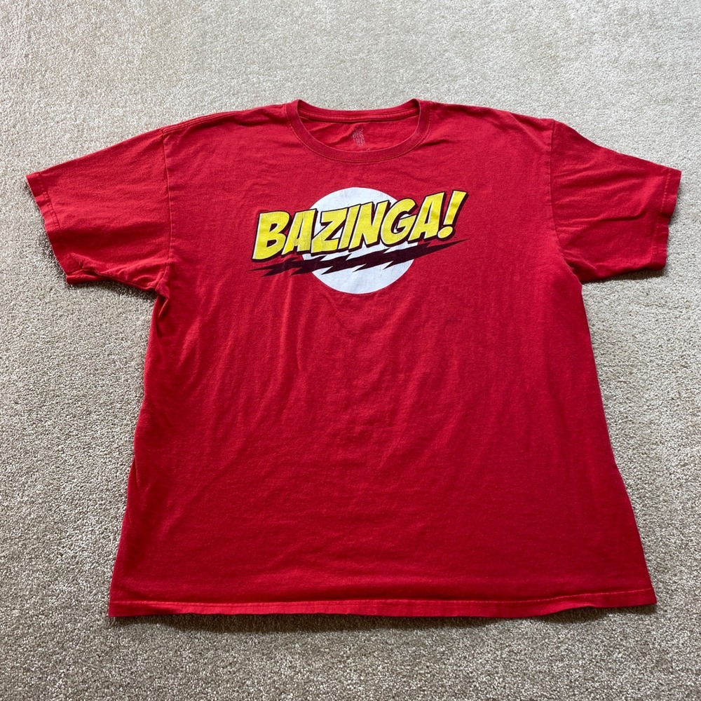 The Big Bang Theory Shirt Mens XL Red Bazinga Crew Neck Graphic‎ Tee